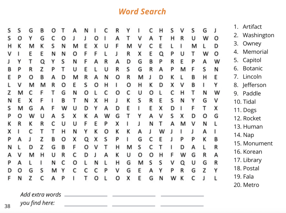 Washington DC – Word Search – Rocket Around